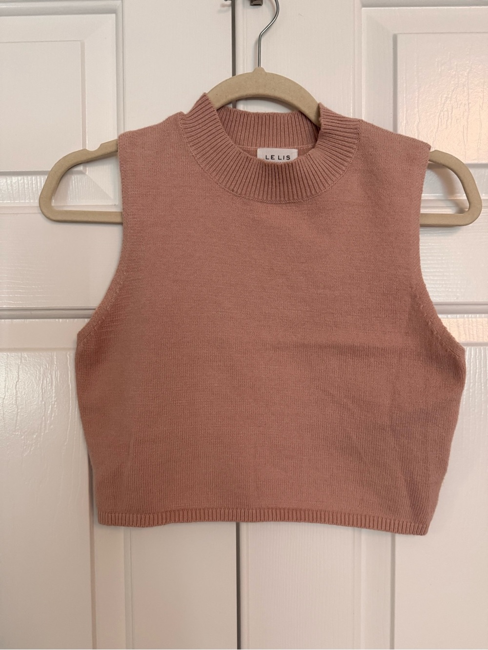 Le Lis Sleeveless Mock Neck Knit Crop Top - Rose Taupe